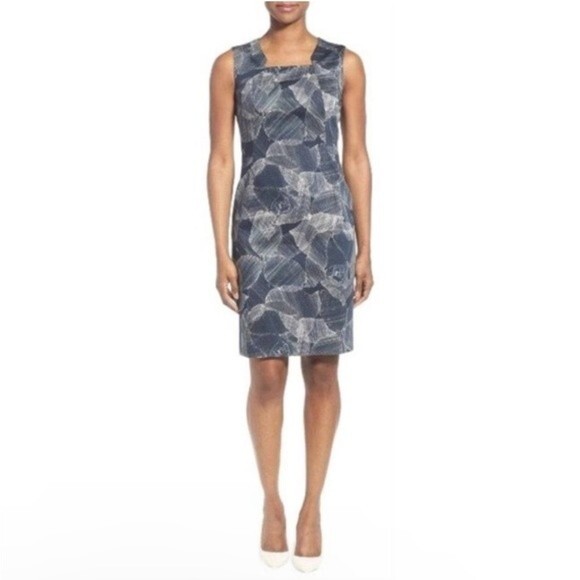 BOSS Hugo Dokysina Abstract Floral Sheath Dress Size 8 - Picture 1 of 15